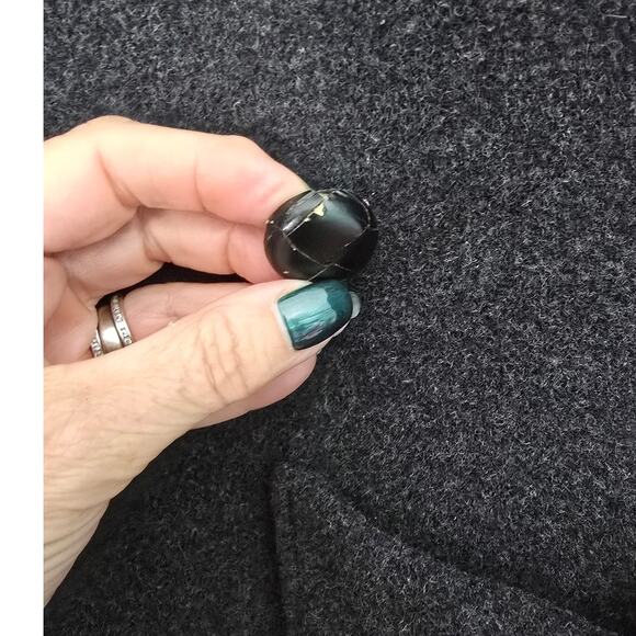 Ivan Grundahl Wool Blend Maxi Coat Asymmetric Button Faux Leather Minimalist - Picture 10 of 13